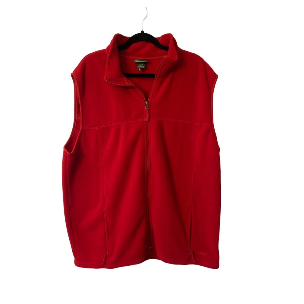 Men's Vintage L.L. BEAN Red Full Zip Fleece Vest Size XXL Tall